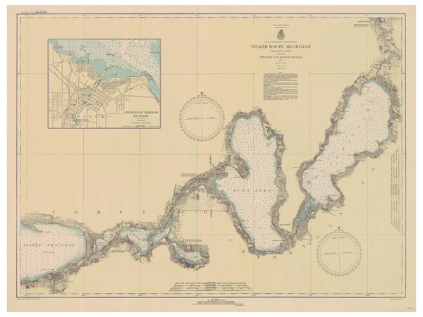 Inland Route of Navigation 1965 Lake Michigan Harbor Chart Reprint Great Lakes 7 - 66