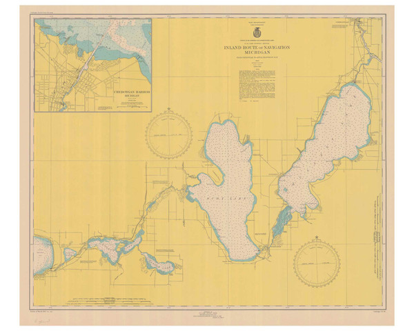Inland Route of Navigation 1945 A Lake Michigan Harbor Chart Reprint Great Lakes 7 - 66
