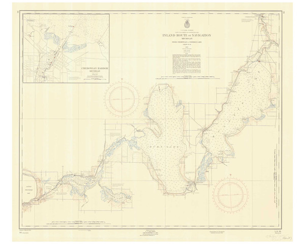 Inland Route of Navigation 1955 B BW Lake Michigan Harbor Chart Reprint Great Lakes 7 - 66