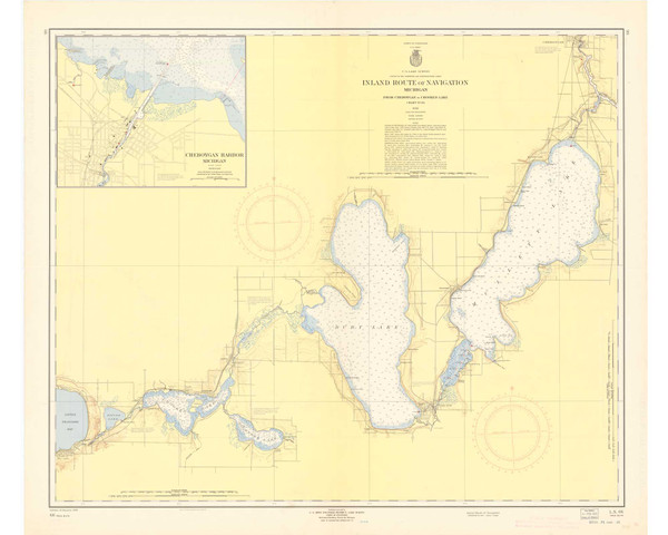 Inland Route of Navigation 1858 B Color Lake Michigan Harbor Chart Reprint Great Lakes 7 - 66