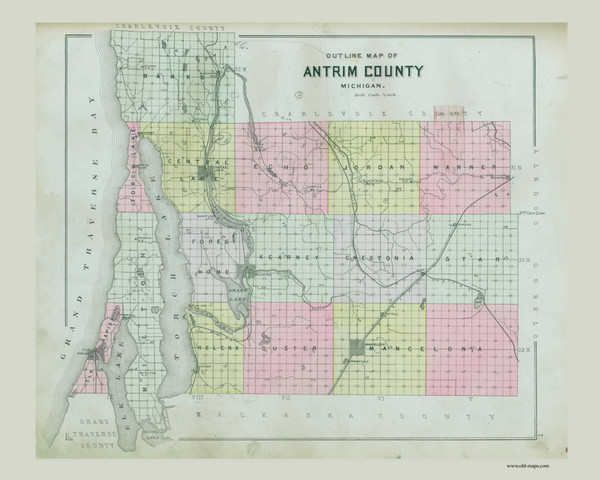 Antrim County, Michigan 1897 Old Map Print - Antrim Co. 07