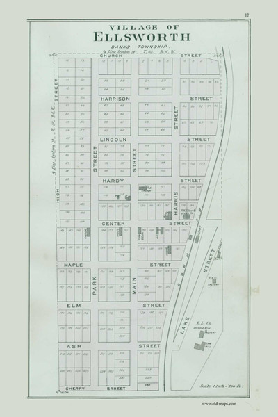 Ellsworth Village CUSTOM, Michigan 1897 Old Map CUSTOM Print - Antrim Co. 16-17