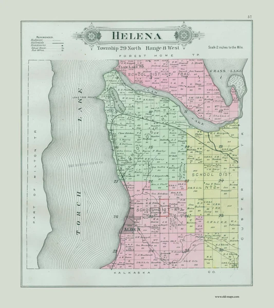 Helena, Michigan 1897 Old Map Print - Antrim Co. 57
