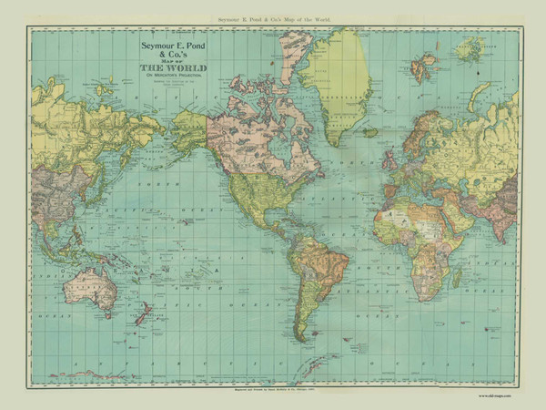 World Map, Michigan 1897 Old Map Print - Antrim Co. 80-81