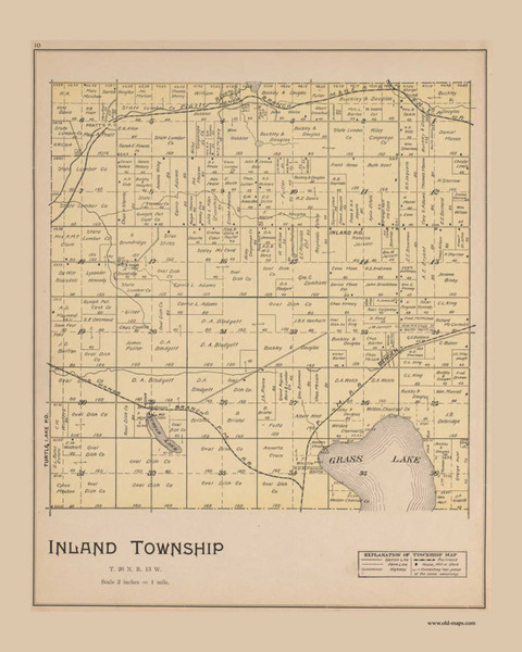 Inland Township, Michigan 1901 Old Map Print - Benzie Co. 10