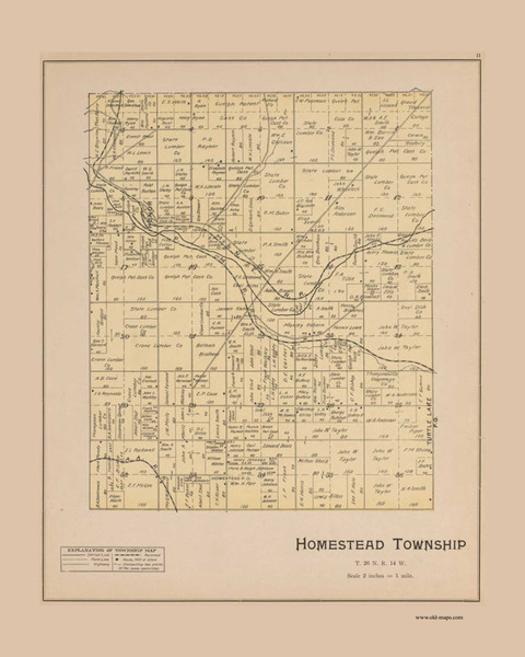 Homestead Township, Michigan 1901 Old Map Print - Benzie Co. 11