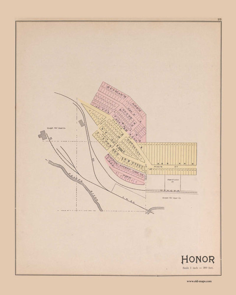 Honor, Michigan 1901 Old Map Print - Benzie Co. 25