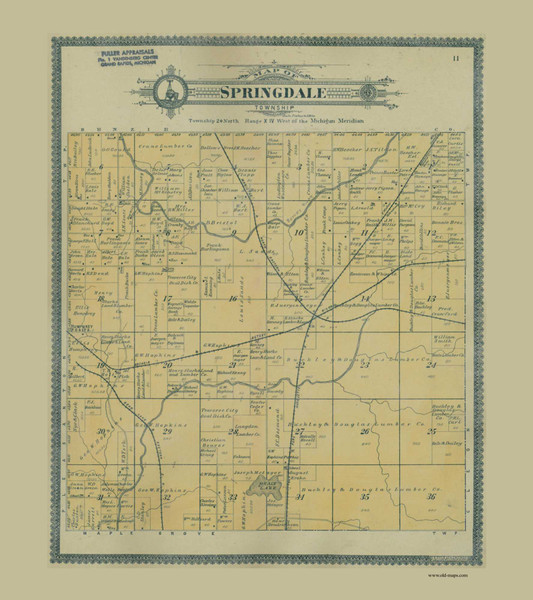 Springdale, Michigan 1903 Old Map Print - Manistee Co. 11