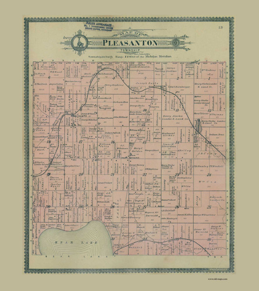 Pleasanton, Michigan 1903 Old Map Print - Manistee Co. 13