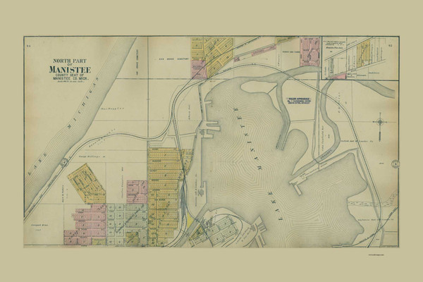 Manistee (North Part), Michigan 1903 Old Map Print - Manistee Co. 44-45