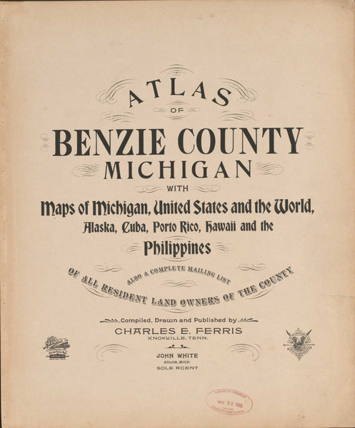 Title Page, Michigan 1901 Old Map Print - Benzie Co. 00