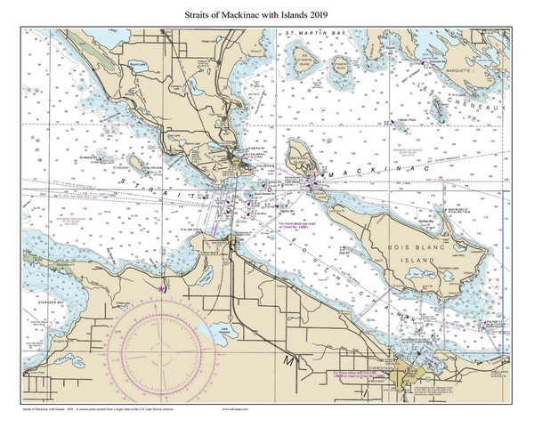 Straits of Mackinac Custom Chart 2019 Northwest Lake Huron Harbor Chart Reprint Great Lakes 6 - 6