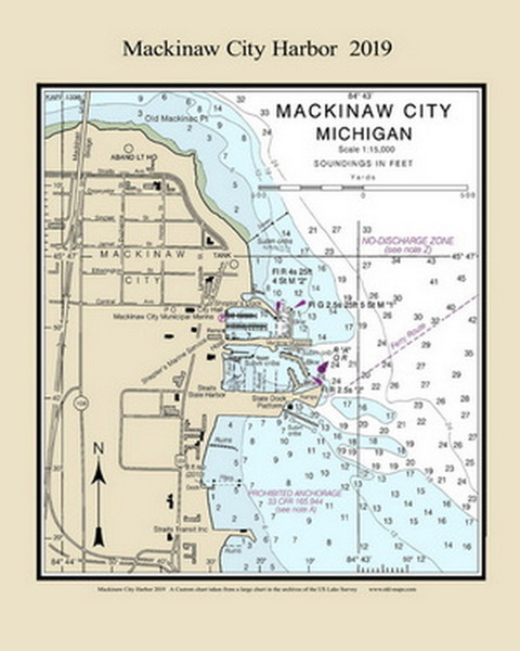 Mackinaw City Harbor Custom Chart 2019 Northwest Lake Huron Harbor Chart Reprint Great Lakes 6 - 60