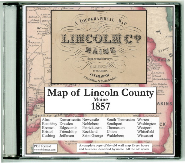 Map of Lincoln County, Maine, 1857, CDROM Old Map