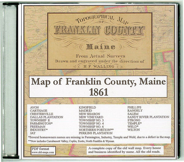 Map of Franklin County, Maine, 1861, CDROM Old Map