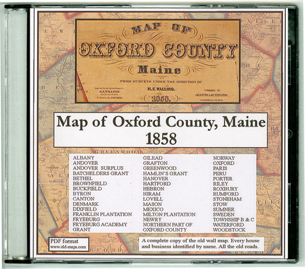 Map of Oxford County, Maine, 1858, CDROM Old Map