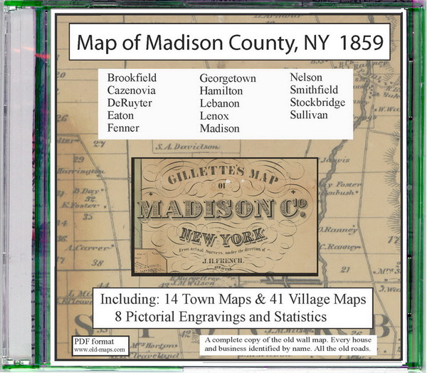 Map of Madison County, New York, 1859, CDROM Old Map