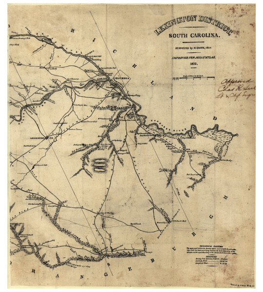 Lexington District, 1825 South Carolina - Old Map Reprint - Mills Atlas LC Lexington District, 1825 South Carolina - Old Map Reprint - Mills Atlas LC