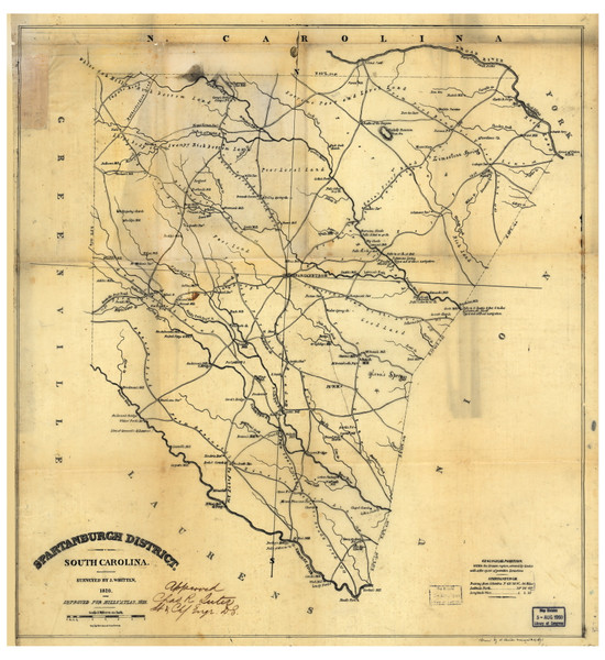Spartanburgh District, 1825 South Carolina - Old Map Reprint - Mills Atlas LC Spartanburgh District, 1825 South Carolina - Old Map Reprint - Mills Atlas LC