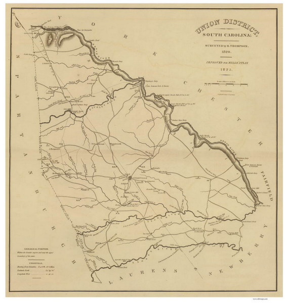 Union District, 1825 South Carolina - Old Map Reprint - Mills Atlas RSY