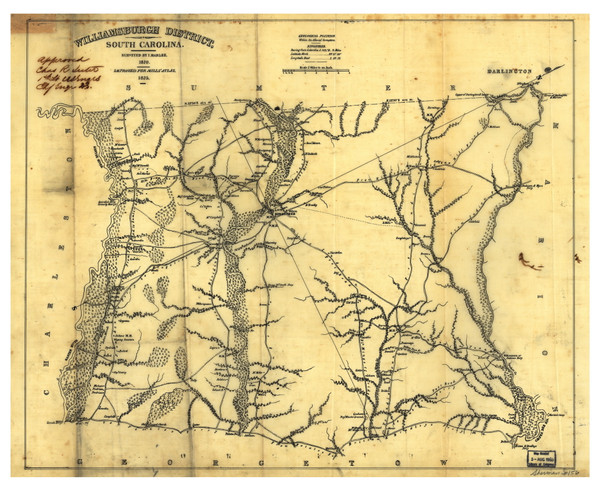Williamsburgh District, 1825 South Carolina - Old Map Reprint - Mills Atlas LC