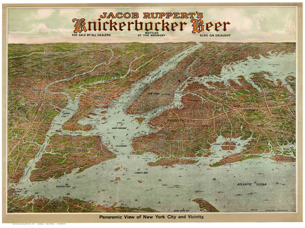 New York City ca 1912 Bird's Eye View - Old Map Reprint New York City ca 1912 Bird's Eye View - Old Map Reprint