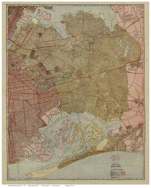 New York City - Borough of Queens 1923 - Williams - Manhattan - Old Map Reprint