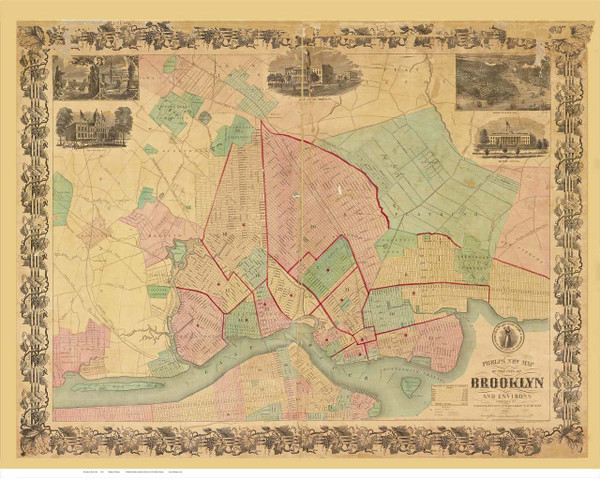 Brooklyn, NY 1861 - Phelps & Watson - Old Map Reprint
