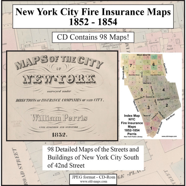 New York City, NY Fire Insurance Maps 1852-1864 on CD