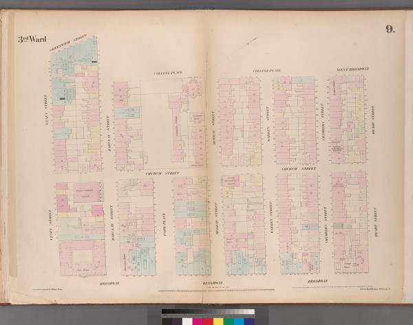 New York City, NY Fire Insurance 1852 Sheet 9 V1 - Old Map Reprint - New York
