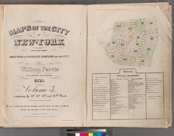 New York City, NY Fire Insurance 1853 Volume 3 Index V3 - Old Map Reprint - New York