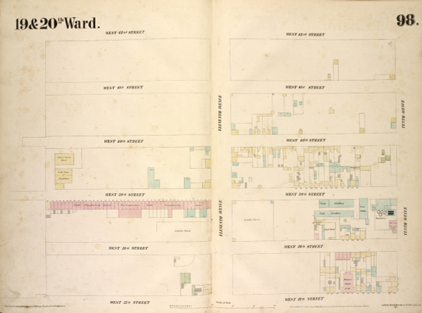 New York City, NY Fire Insurance 1854 Sheet 98 V7 - Old Map Reprint - New York New York City, NY Fire Insurance 1854 Sheet 98 V7 - Old Map Reprint - New York
