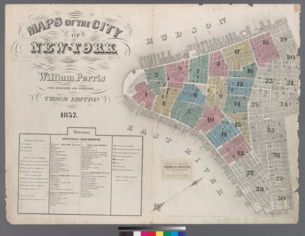 New York City, NY Fire Insurance 1857 Volume 1 Index V1 - Old Map Reprint - New York
