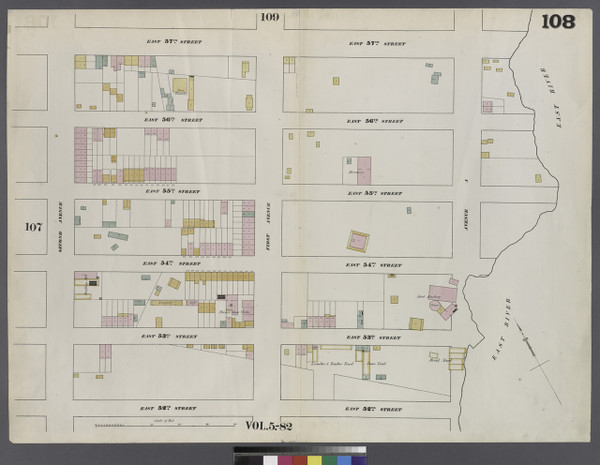 New York City, NY Fire Insurance 1862 Sheet 108 V7 - Old Map Reprint - New York