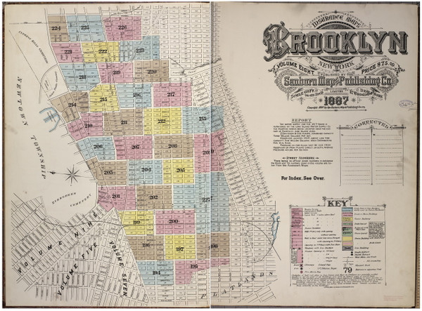 Brooklyn, NY Fire Insurance 1887 Volume 8 Index V8 - Old Map Reprint - New York