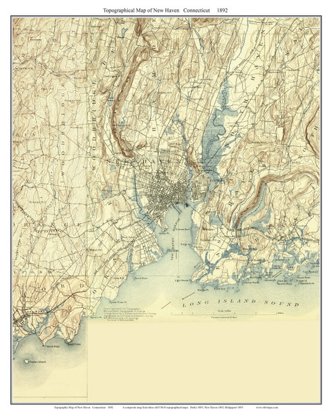 New Haven (CT) 1904 - Custom USGS Old Topo Map - New York - Long Island New Haven (CT) 1904 - Custom USGS Old Topo Map - New York - Long Island