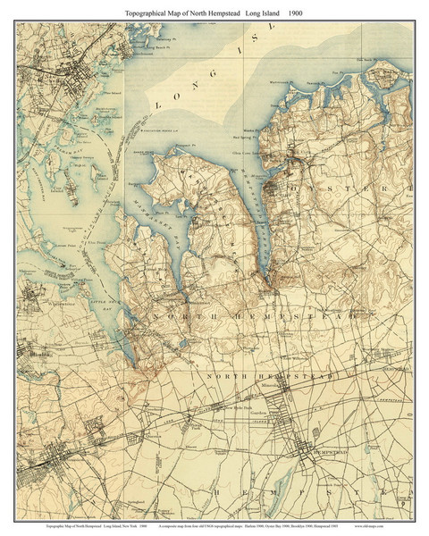 North Hempstead 1900 - Custom USGS Old Topo Map - New York - Long Island