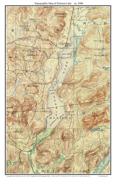 Schroon Lake 1900 - Custom USGS Old Topo Map - New York - Eastern Lakes