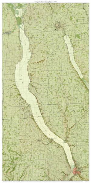 Cayuga Lake - Tan Water 1943 - Custom USGS Old Topo Map - New York - Finger Lakes