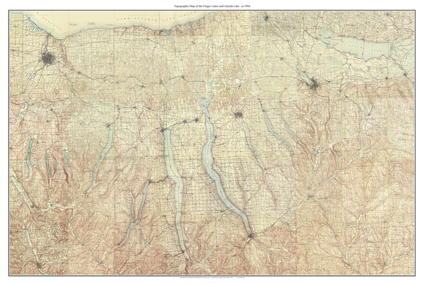 Finger Lakes & Oneida Lake 1904 - Custom USGS Old Topo Map - New York - Finger Lakes