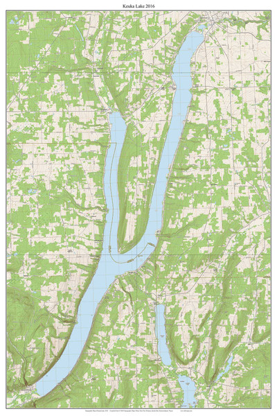 Keuka Lake 2016 - Custom USGS Old Topo Map - New York - Finger Lakes