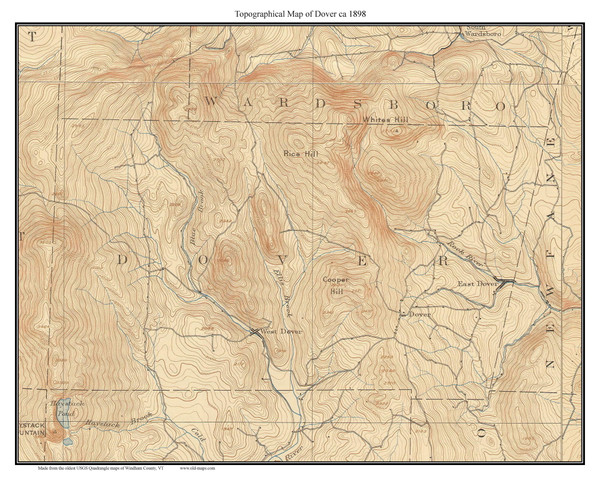 Dover 1898 - Custom USGS Old Topo Map - Vermont