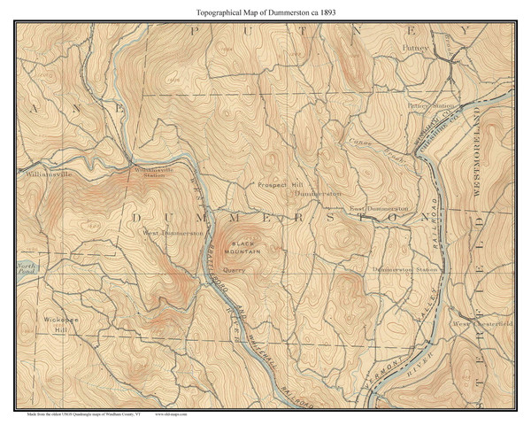 Dummerston 1893 - Custom USGS Old Topo Map - Vermont Dummerston 1893 - Custom USGS Old Topo Map - Vermont