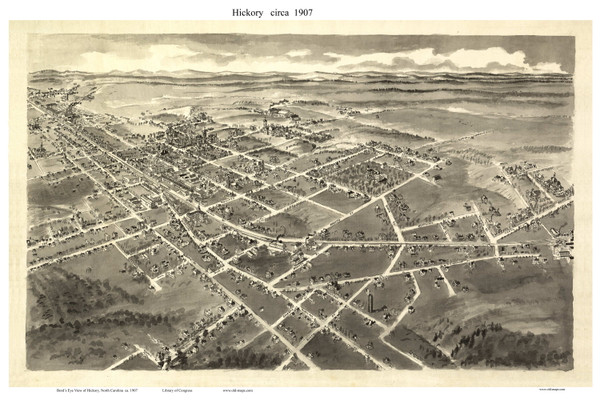 Hickory, North Carolina 1907 Bird's Eye View