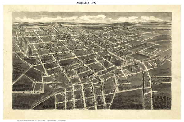 Statesville, North Carolina 1907 Bird's Eye View