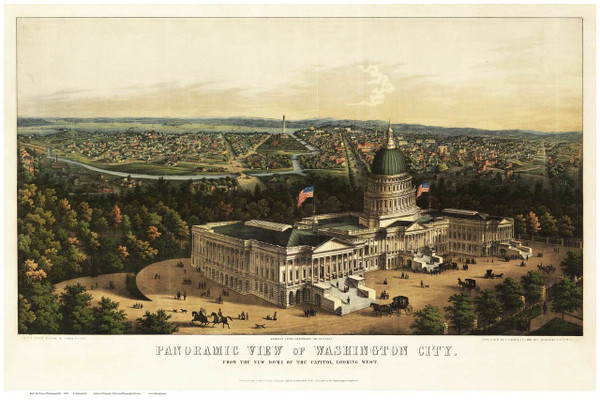 Washington DC 1856 Bird's Eye View - Old Map Reprint