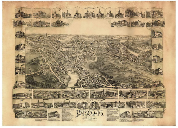 Pascoag, Rhode Island 1895 Bird's Eye View