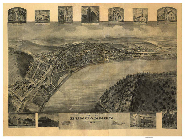 Duncannon, Pennsylvania 1903 Bird's Eye View - Old Map Reprint