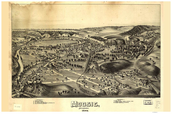 Moosic, Pennsylvania 1892 Bird's Eye View - Old Map Reprint Moosic, Pennsylvania 1892 Bird's Eye View - Old Map Reprint