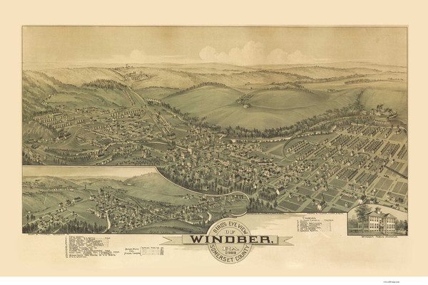 Windber, Pennsylvania 1900 Bird's Eye View - Old Map Reprint